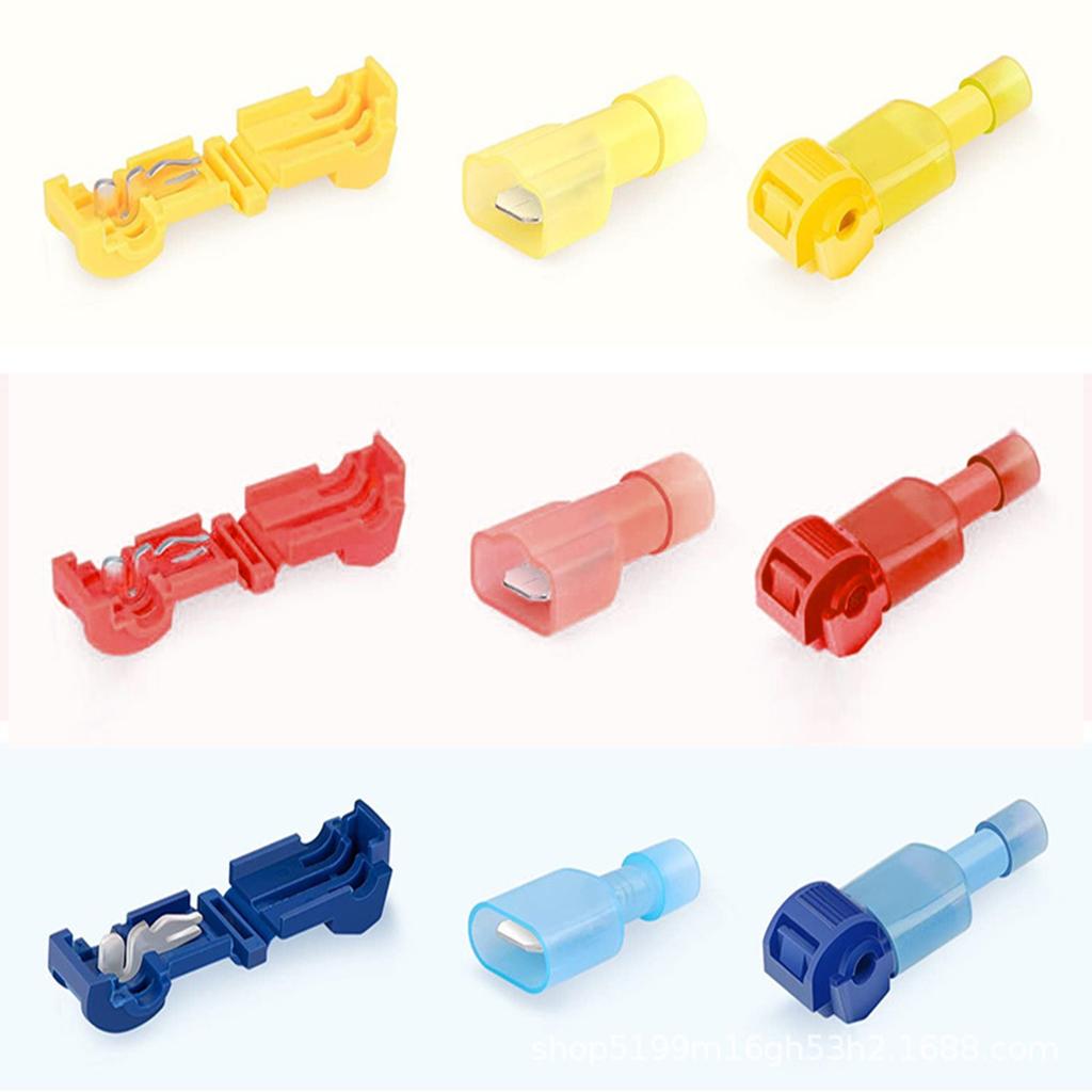 Комплект из 120 соединителей для проводов T-Tap, соединители для быстрого сращивания проводов, комплект самозачищающихся электрических соединителей,
