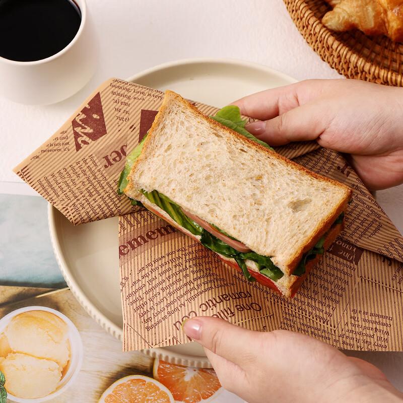 Baijie Sandwich Wrapping Paper, Toast, Burger, Scallion Pancake, Baking Oil-Proof Paper, Breakfast Portable Lining Paper, 100 Sheets