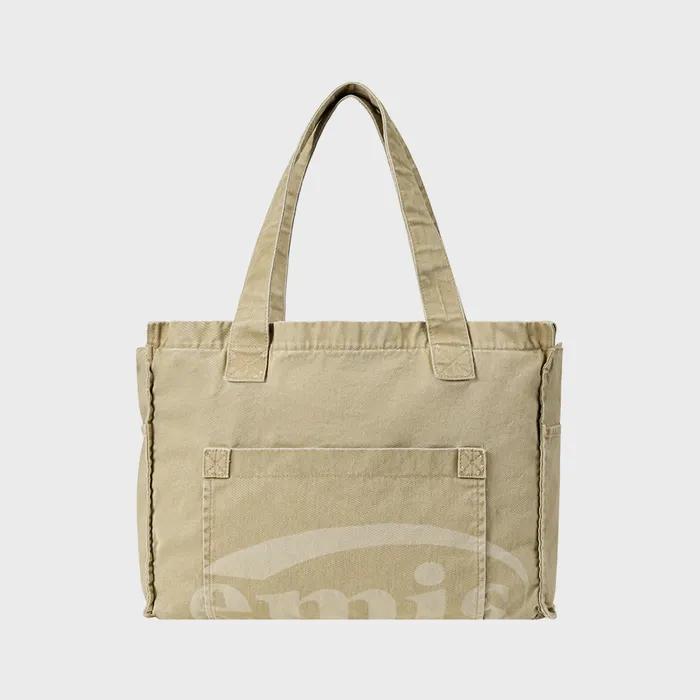 WASHED COTTON SHOULDER BAG-BEIGE