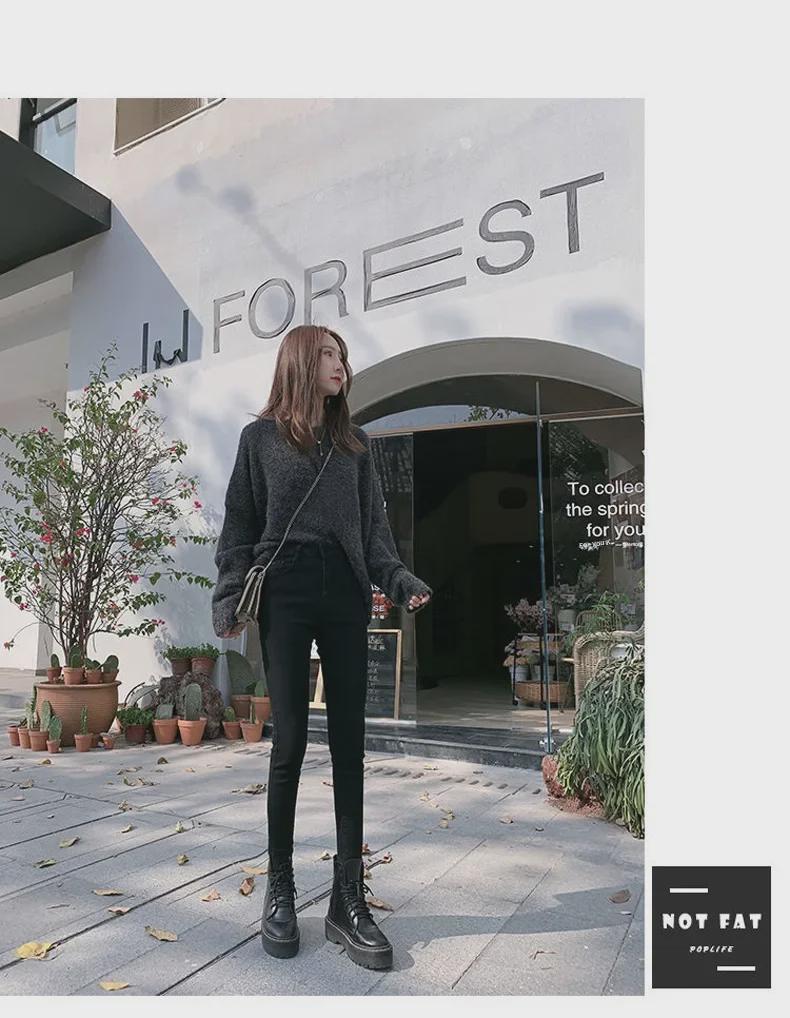 Женские черные облегающие эластичные джинсы-карандаш с высокой талией - Весенняя коллекция 2022 г.