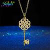 Ali Moda Micro Pave Zircon Floating Flower Key Pendant Necklace Hand made Women Chocker Necklace Key For Birthday Gift Jewerly