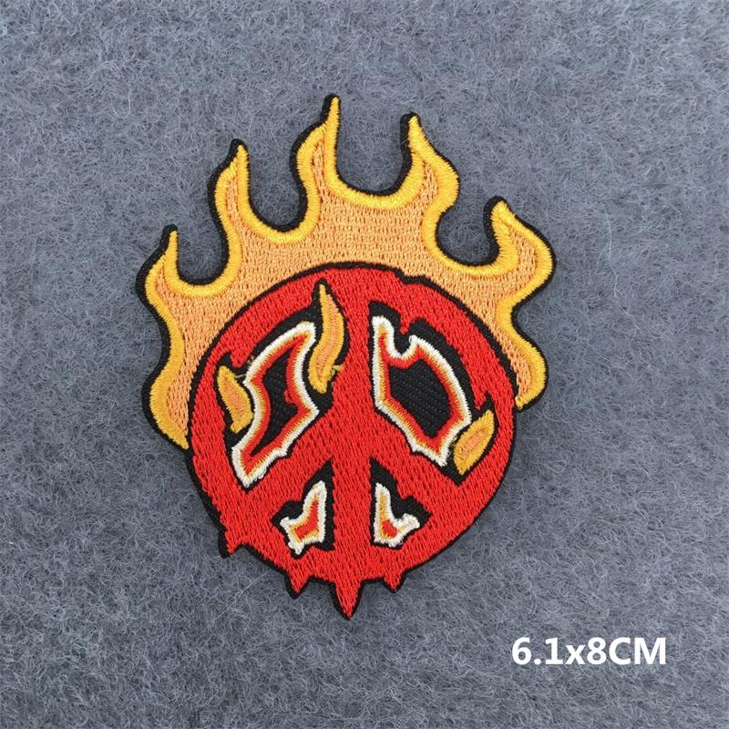 Панк-нашивки с вышивкой пламени, нашивки для одежды, DIY, страшный череп, термонашивки для одежды, куртки, нашивки для шитья