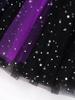 Girls Witch Costume Short Bubble Sleeve Glittery Mesh Tutu Dress Halloween Cosplay Dress Up