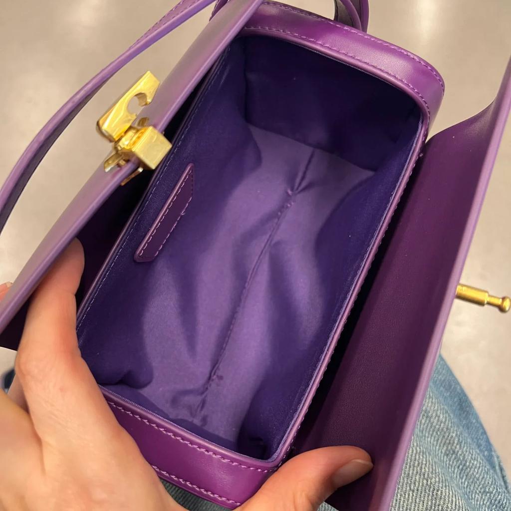 Малиново-фиолетовая сумка-коробка Boston, новая модная портативная маленькая квадратная сумка-ниша с кожаным ремешком через плечо