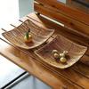 1PC Handwoven Rattan Storage Basket Wicker Tray Picnic Basket Bread Food Plate Fruit Cake Sundries Box Tray Kitchen Decoration