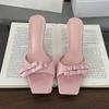 Fashion Pink Fashion Butterfly-Knot Ladies High Heels Sandals Female Slip On Footwear Elegant Women Heeled Sandals Shoes Slides Pumps