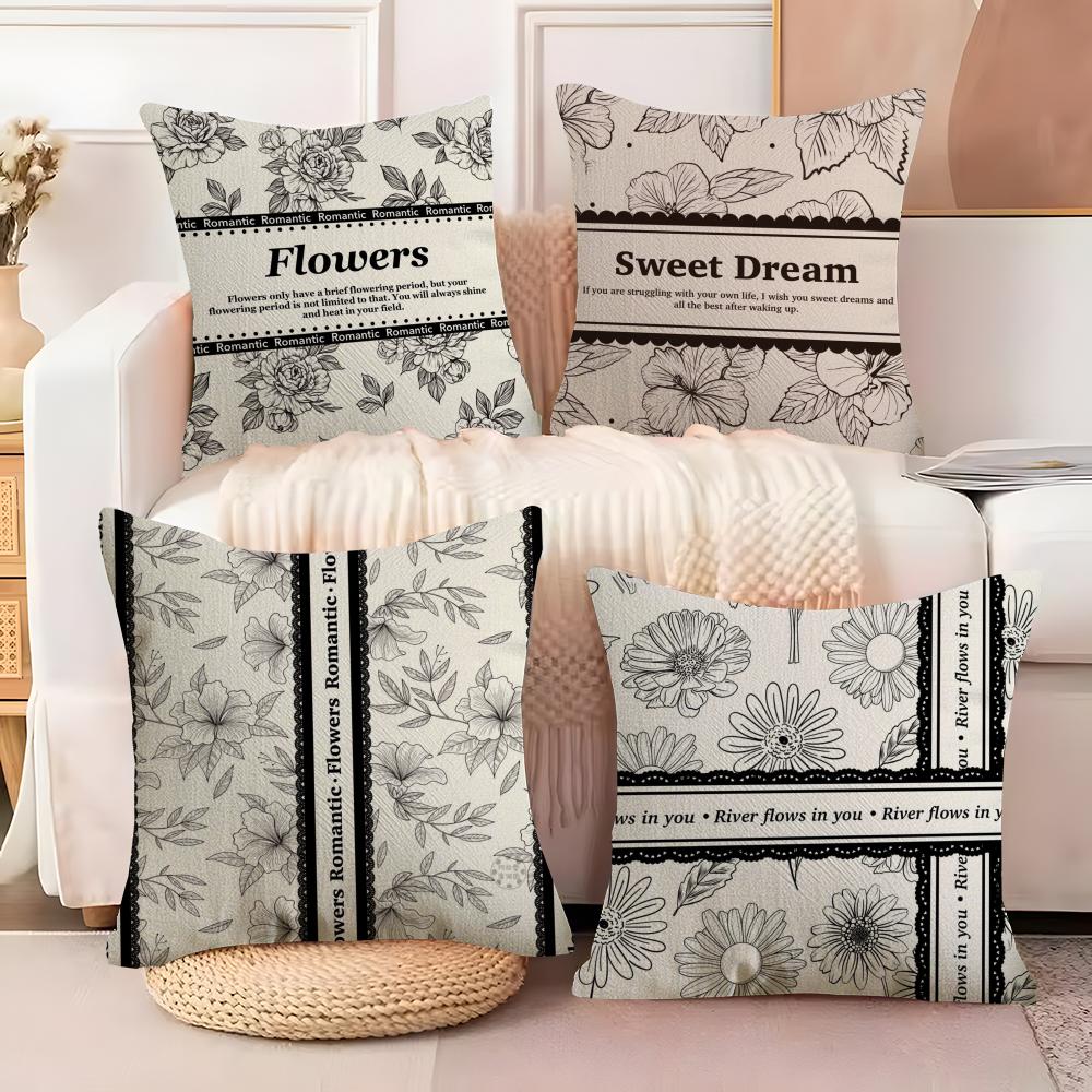 Beautiful retro flowers Cushion Cover Soft Plush Fabric Double-Sided Printed Sofa Cushion Cover for All Seasons Home Decor Gift