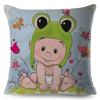 Cartoon Baby Animal Cushion Cover Cute Duck Giraffe Frog Print Soft Linen Kids Room Nursery Home Decor Pillow Case