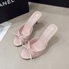 Gentle French Summer 2025 New Bow Word Cool Slippers Women's Summer Wear Stiletto High Heels