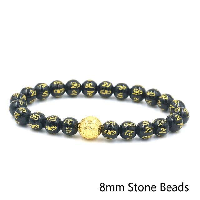 Natural Obsidian Six Character Beads Bracelet Lucky Feng Shui Pi Xiu Pi Yao Bracelet Men Wealthy Amulet Brecelets Women Jewelry