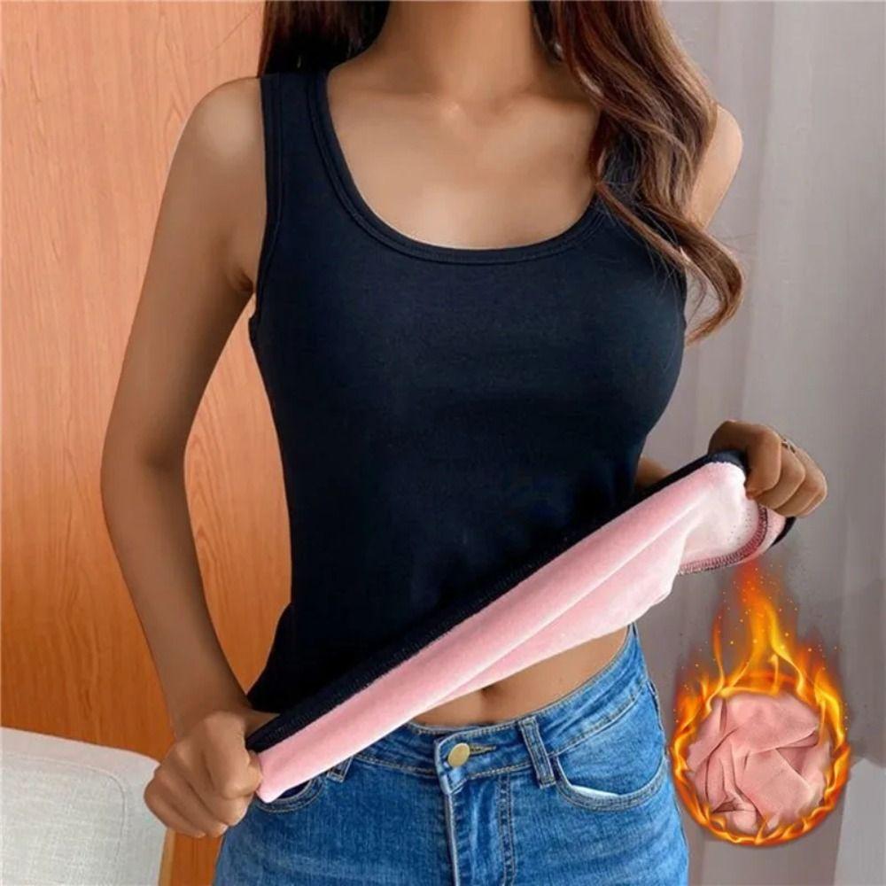 Velvet Thermal Tops Slim Warm Undershirt Cozy Warm Sling Vest Autumn Winter