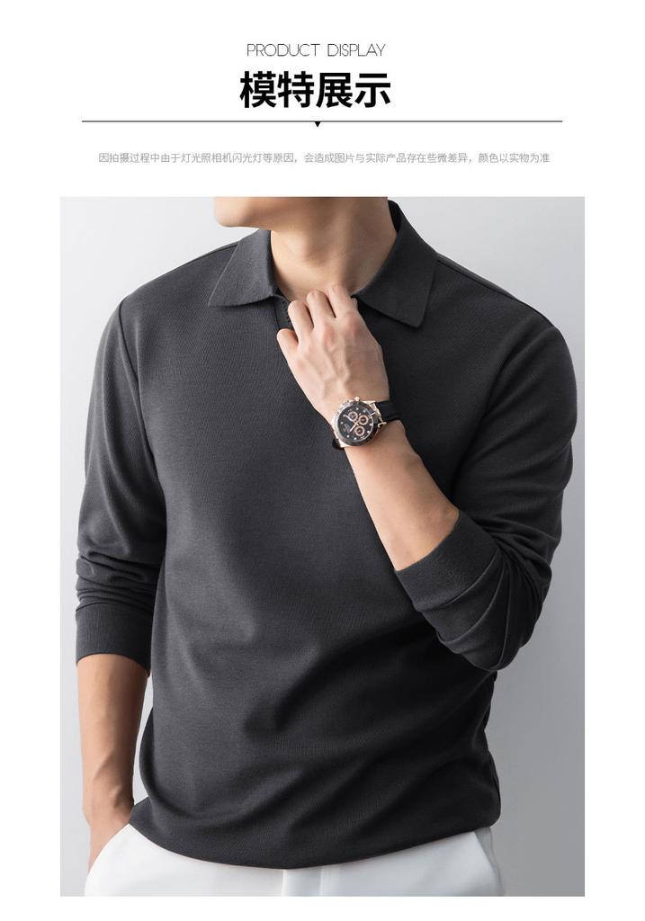 Spring Light Business Old Money High Weaving Seagull Collar Flip Collar T-shirt with Goat Fleece and Wool Knitted Sweater