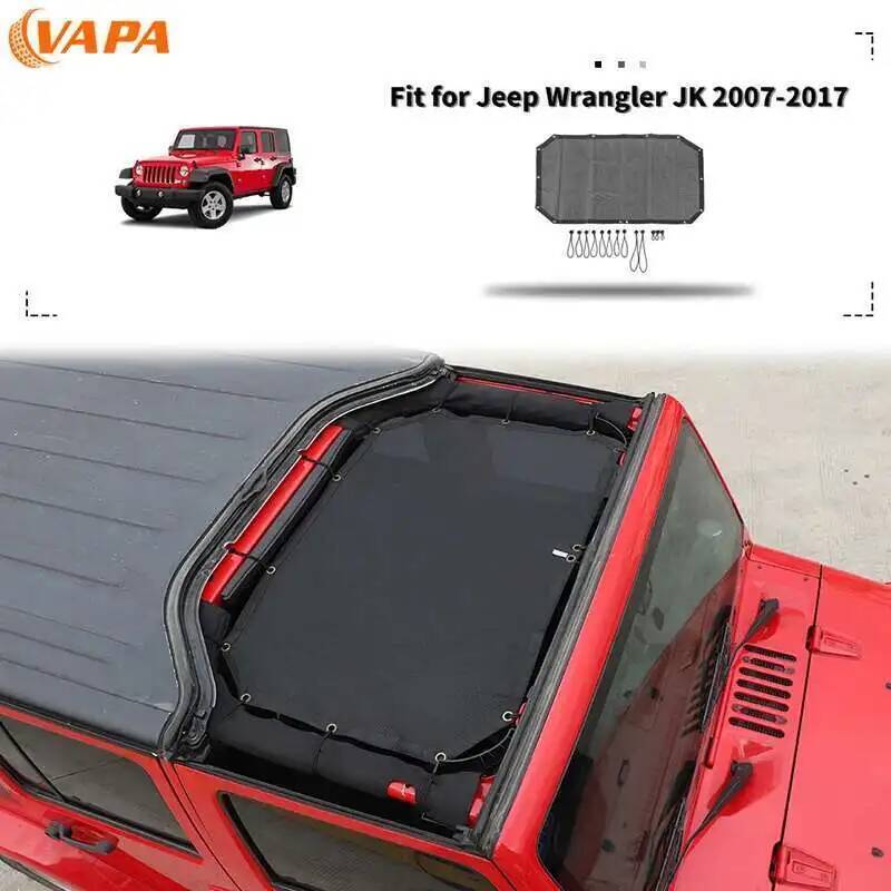 Summer Sunshade Mesh Sun Shade Top Roof Sunblock Mesh Heat Shield Mesh for Jeep Wrangler JK 2007-2017 Exterior Accessories