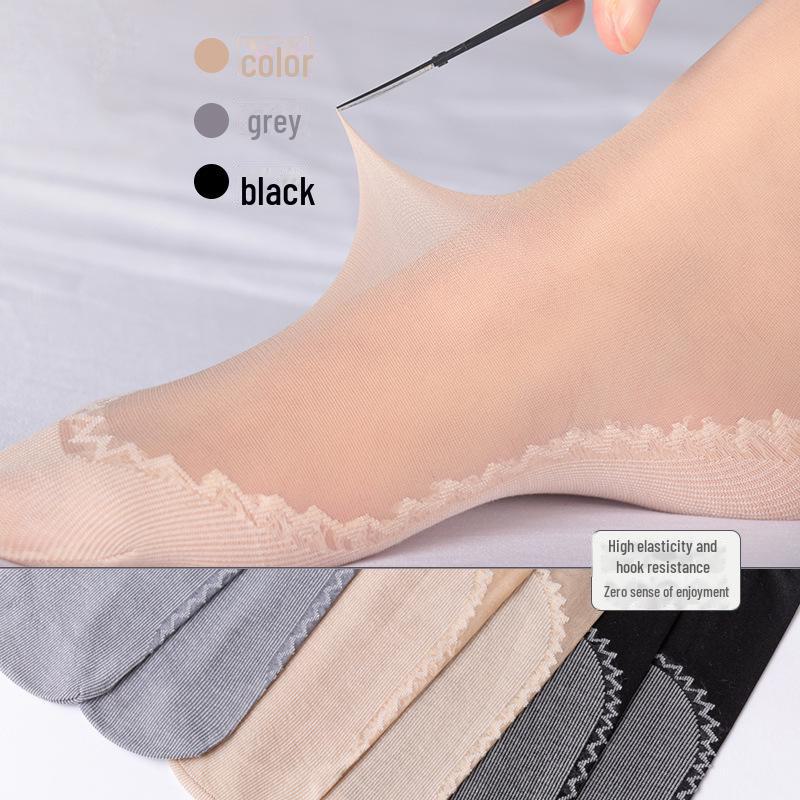 Нескользящие ультратонкие короткие чулки телесного цвета, 10 пар прозрачных, износостойких, нескользящих чулок телесного цвета из кристаллической стали.