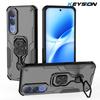 KEYSION Ударопрочный Бронированный Чехол для VIVO V70 FE Мягкий Силикон+ПК Вертикальная Металлическая Подставка-Кольцо Задняя Крышка Телефона для VIVO V70 FE 5G