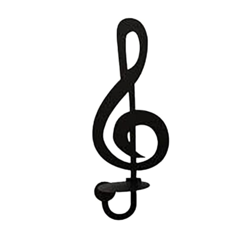 Metal Wall Mount Candle Holder Music Symbol Design Black Wall Lamp Candlestick Indoor Wall