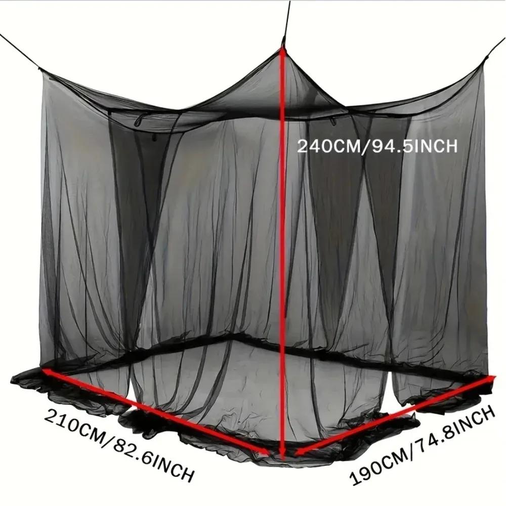 Large Four Door Dustproof Bed Curtains Mosquito Net Simple Black for Outdoor Camping Prevent Insect Net Double Four Corner Bed