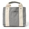 Mini Tote Bag for Women and Many Large Canvas Bag X [QUARE] Men, Canvas, Pockets, Capacity, Dividers, Popular, Small, Simple, Cloth, (Gray Ivory)