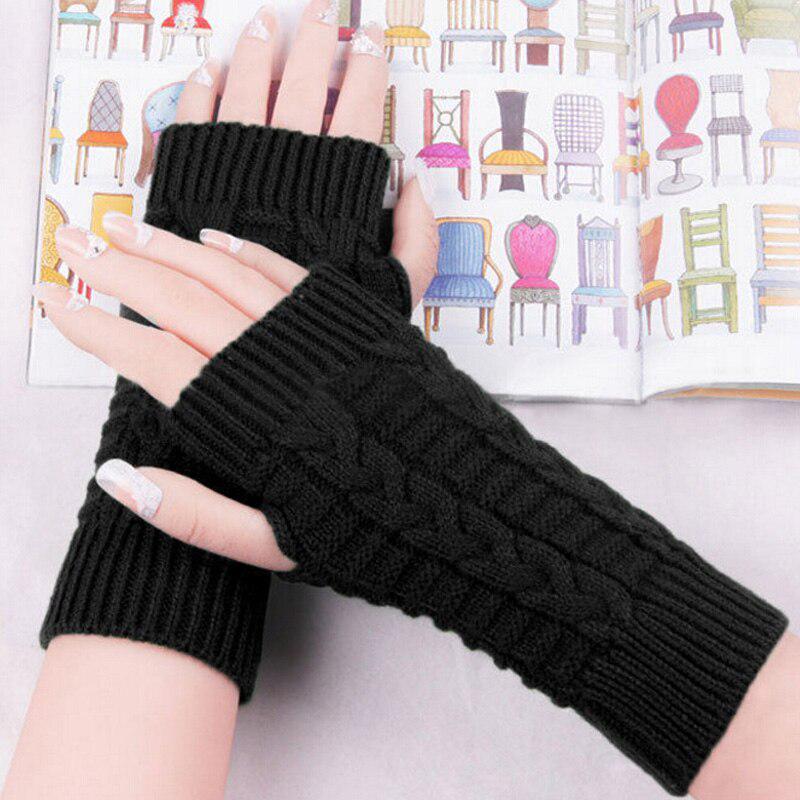 Winter Women Gloves Hand Arm Crochet Cable Knitted Gloves Mittens Warm Fingerless Wrist Women Gloves