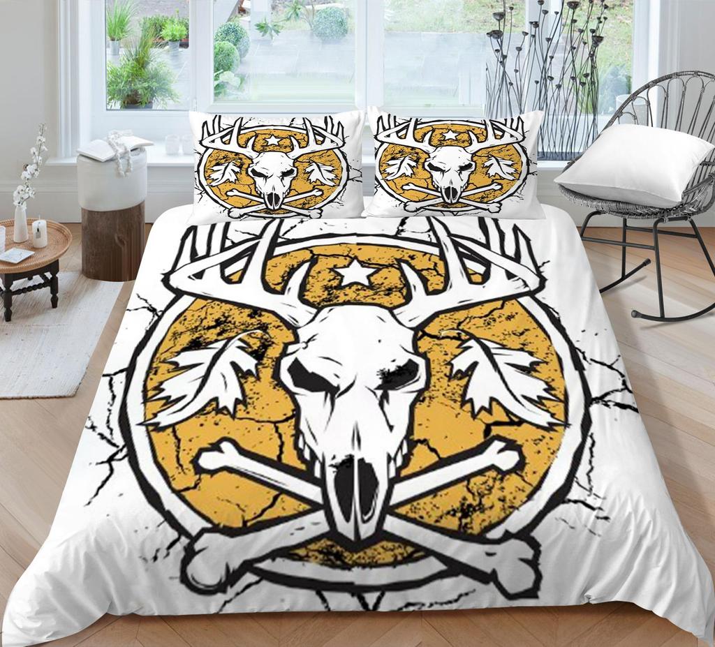 Bedding Set 3D Skull Print Home Bed Cover Homes Bedclothes Pillowcase Breathable Warm Comforter Duvet Covers