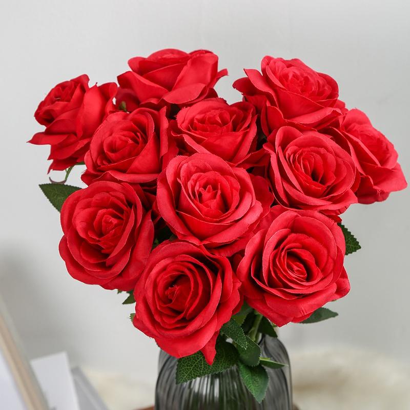 12 шт. имитация розы искусственный шелковый цветок розы искусственные цветы для свадебного букета вечерние украшения дома