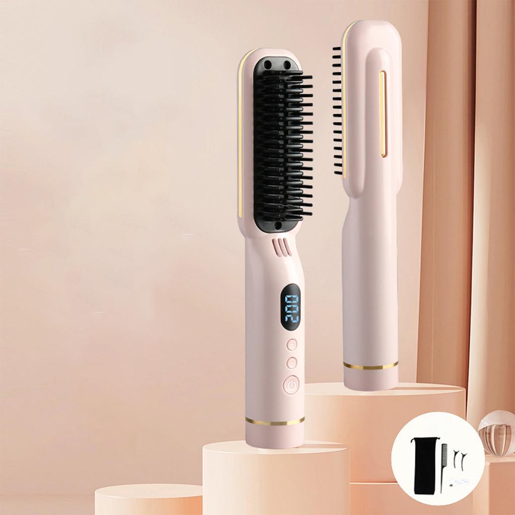 Lazy Hair Straightening Comb Without Damaging Hair, Wireless Portable Mini Electric Curling Comb, Negative Ion Care and Electric Curling Stick