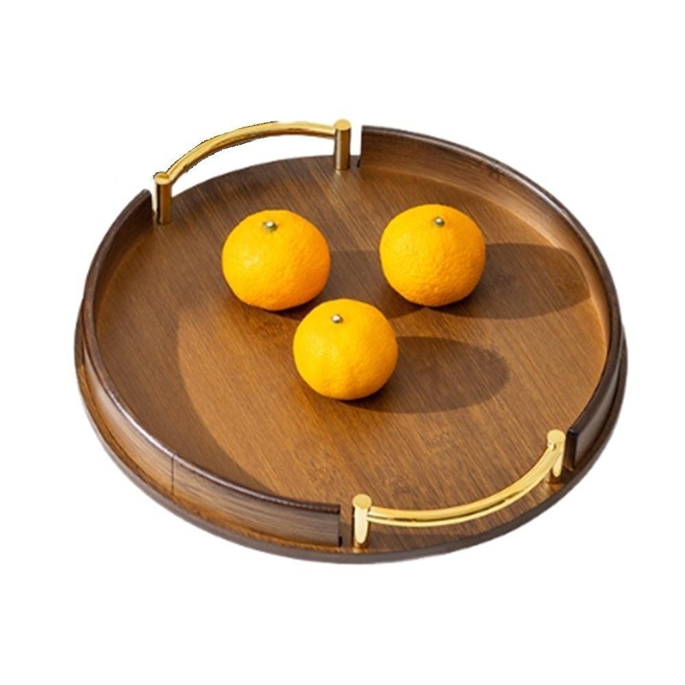 Round Shape Bamboo Tray Large Capacity Fast Food Tray Vintage Tea Set  Restaurant Use