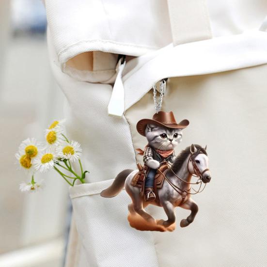 2 шт. брелок-подвеска в виде рыцаря-кота, устойчивая к выцветанию, изысканная ручная работа, цепочка с бусинами, автомобильный брелок-подвеска