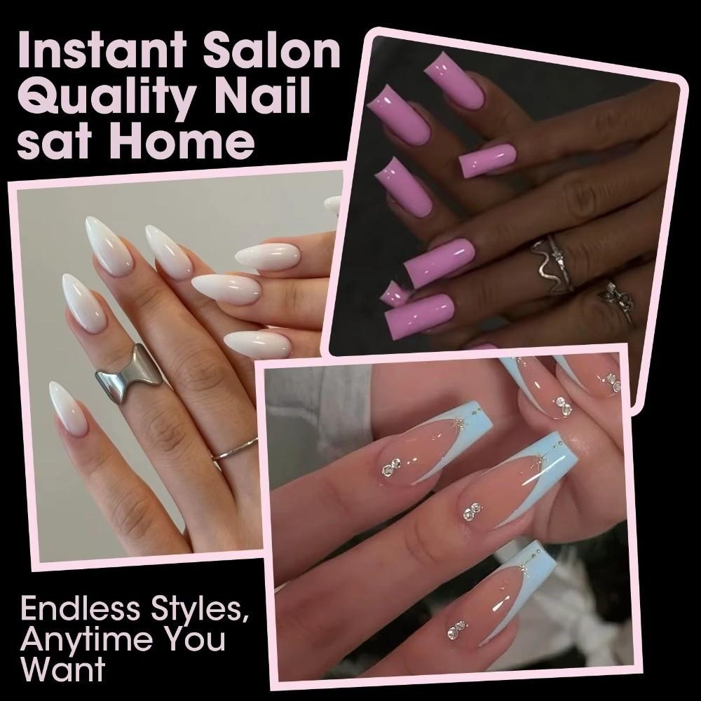 576Pcs Full Cover False Fake Nails 16 Sizes Gel Nail Tips 2026 New Nail Extension Tips For Nail Art
