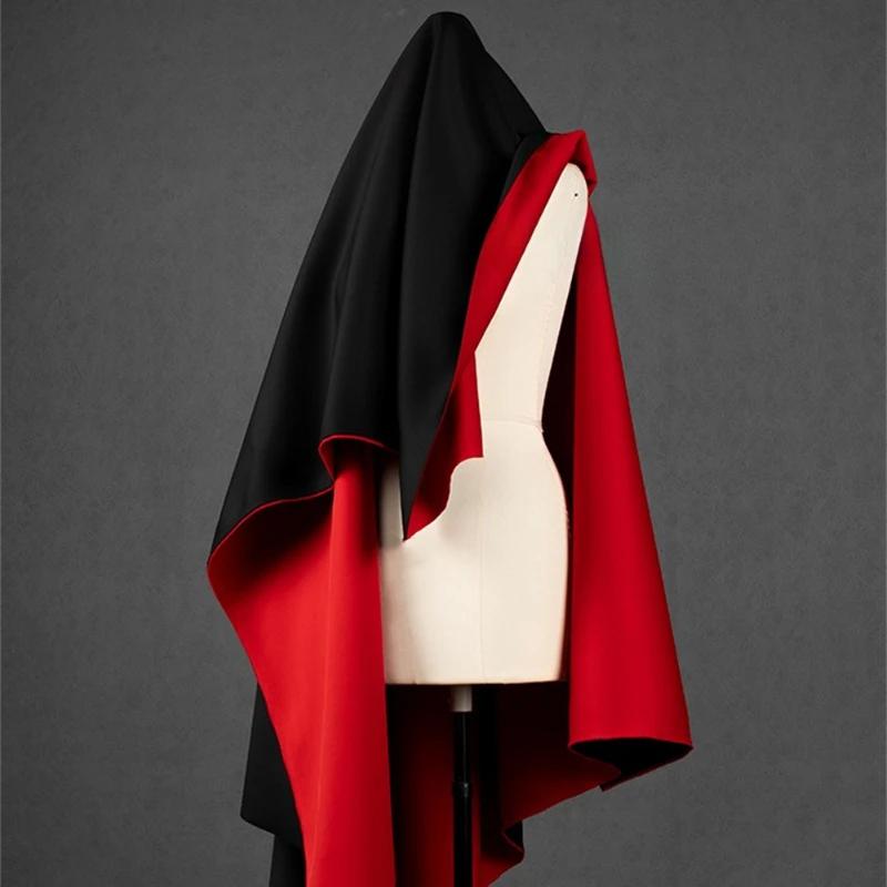 Черно-красная двухцветная хлопковая ткань с двухсторонним воздушным слоем, плотная трикотажная ткань для самостоятельного шитья юбок