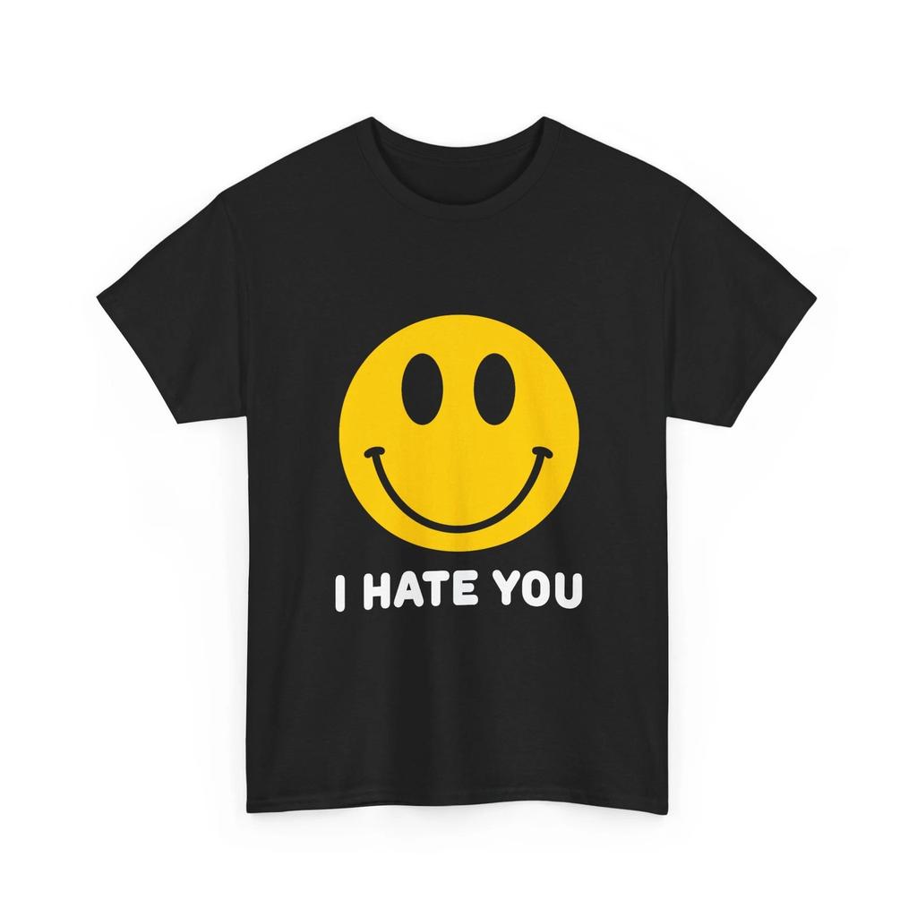 I Hate You Smile Face Shirt, Yellow Happy Smile Face T-Shirt