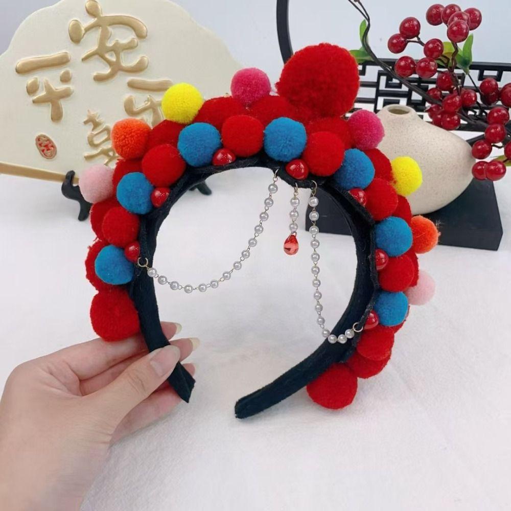 Pearl Chinese New Year Headwear Tang Suit Hair Hoop Hanfu Headwear Beijing Opera Headband  Girls