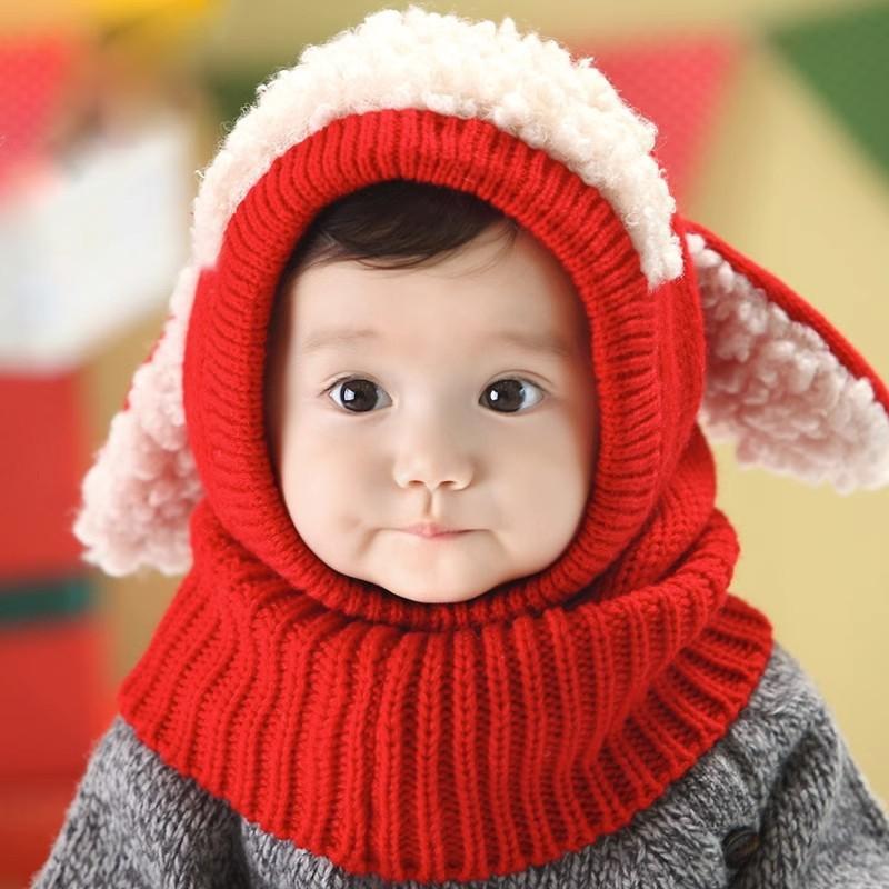 Toddler Knit Cap With Cute Dog Pattern For Kids Winter Warmth And Wind Resistance
