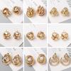 Metal Twist Women's Dangle Earrings Gold Color Alloy Wraped Irregular Geometric Statement Female Ear Zircon Pendientes Mujer