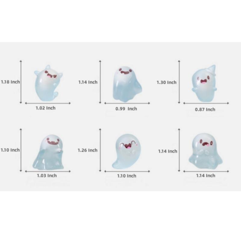 Halloween Luminous Mini Resin Ghost Figurines With Box Cute Halloween Party Favors Cartoon Glow In Dark Resin Desktop Ornament