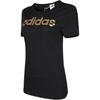 Adidas Стиль жизни Повседневная серия Foil Linear Круглый вырез Удобная футболка с коротким рукавом Женская футболка Черная CV4566