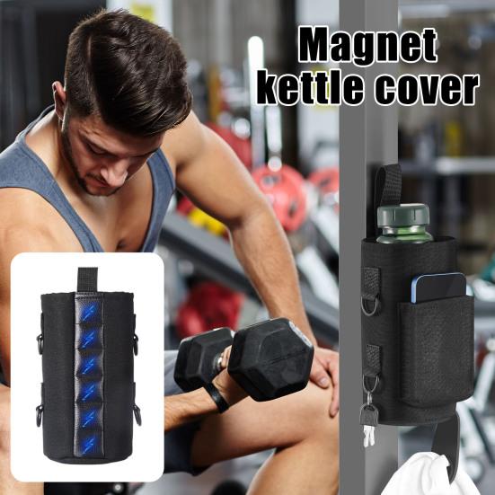 Магнитная сумка для бутылок в спортзале, держатель для бутылок с водой, сумка-переноска с карманом для телефона, пряжкой для полотенца, органайзер для спортивных принадлежностей для мужчин и женщин