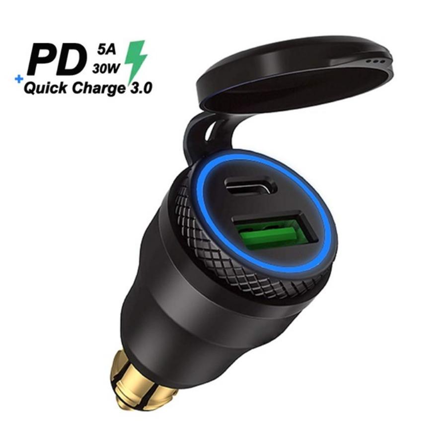 Для мотоцикла BMW 3.0 USB и Type C Адаптер быстрой зарядки Разъем Hella DIN