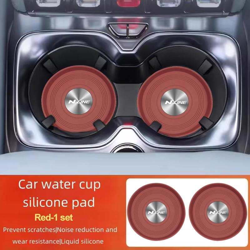 2Pcs New Car Water Cup Silicone Pad Anti-slip Noise Reduction For Hyundai Bayon Venue Tucson Getz Ioniq IX35 Sonata IX20 Genesis NN1
