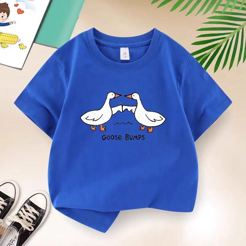 Новинка 2025 года, летняя повседневная детская корейская футболка Goose Brother, футболка для мальчиков, одежда для мальчиков, хлопковые футболки с принтом, детская одежда
