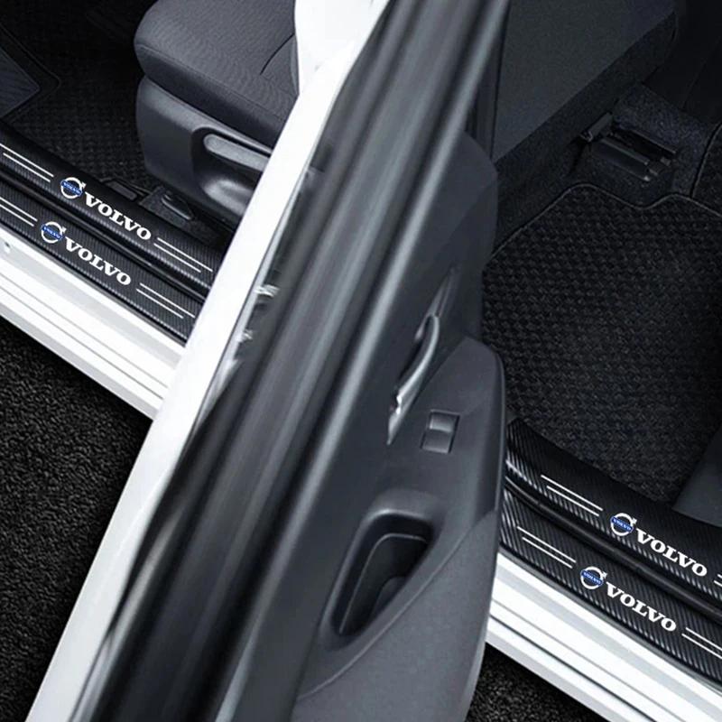 5Pcs Car Logo Threshold Stickers Door Sill Protector Anti Scratch For Volvo XC90 V90 V60 XC60 V40 S80 S60 S90 C40 XC40 V70 XC70 apu256
