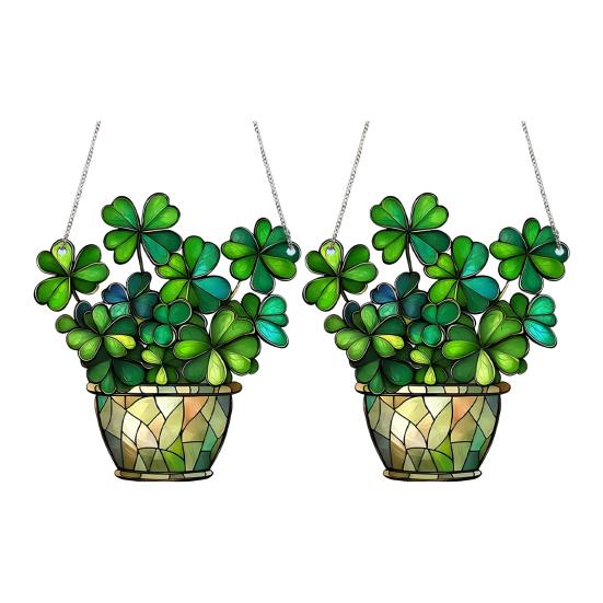 1/2/3 шт. Четырехлистный клевер, витражное стекло, декор, искусственная зелень, подарок для женщин, клевер ручной работы, цветное стеклянное растительное украшение
