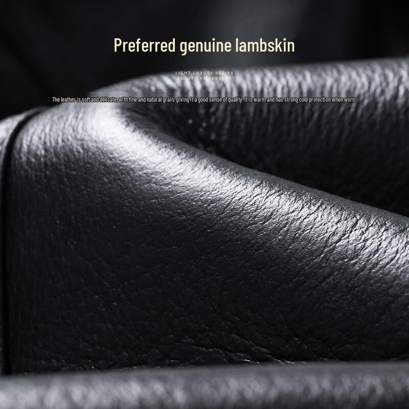 Futing Men's Winter Shearling Lined Biker Leather Jacket