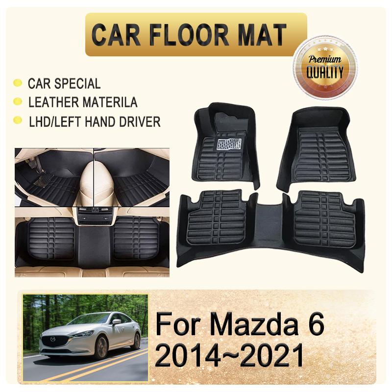 Car Floor Mats Fit For Mazda 6 Mazda6 Atenza GJ1 GL 2014~2021 Leather Pads Foot Carpets LHD Cover Rugs Auto Interior Accessories