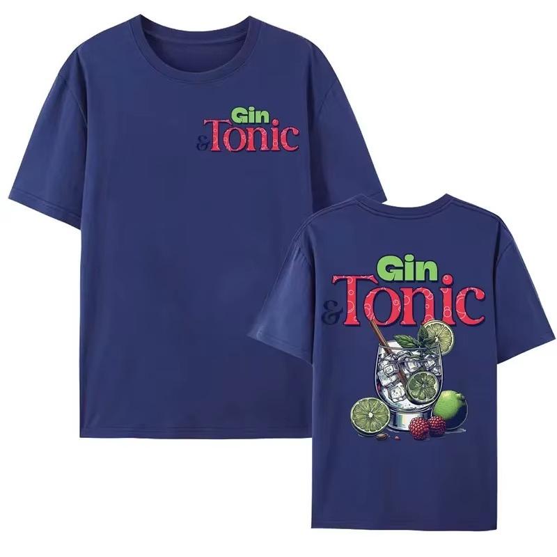 Funny Gintonic Meme Pattern Tshirt Beverage Cocktail Theme Gift Printed Tshirt Unisexs And Unisexs Fashion Aesthetics