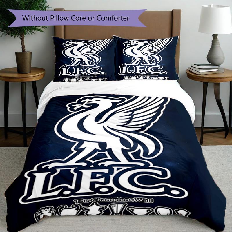 3pcs Duvet Cover Set (1*Duvet Cover + 2*Pillowcase, Without Core),Liverpool F.C Print Bedding Set, Bedroom Decor, All‑Season, Birthday Gift