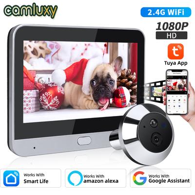 Camluxy Smart Tuya Wi-Fi дверная камера 4,3 дюйма 1080P глазок дверной звонок 5000 мАч PIR сигнализация движения цифровой дверной телезритель Alexa