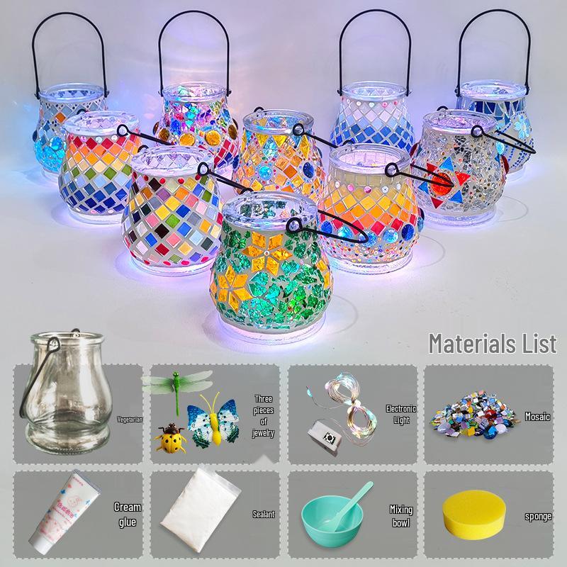Набор для изготовления подсвечника из стеклянной мозаики: Развивающая игрушка ручной работы для родителей и детей на День защиты детей