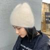 Теплые милые зимние вязаные шапки для женщин, повседневные мягкие теплые шапки-бини из искусственного кроличьего меха Анголы для Glris, женский капот Gorros