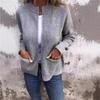 Elegant Fashion Cardigan Women Zipper Jacket Knitted Sweater Plus Size Autumn Winter Casual Loose Pocket Coats Women Long Sleeve Solid Color Clothing